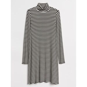 GAP Black/White Striped Turtle Neck Long Sleeve Dress Women's L